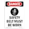 Signmission OSHA Danger Sign, Safety Belt Must Be Worn, 10in X 7in Rigid Plastic, 7" W, 10" H, Portrait OS-DS-P-710-V-1697 - alternate 1